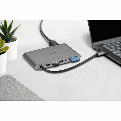 Kensington UH1440P USB-C Dual Video Mobile Dock for Notebook, Tablet, Smartphone, Monitor - Memory Card Reader - SD, microSD - USB Type C - 2 Displays Supported - Full HD - 1920 x 1080 - 3 x USB Ports - USB Type-A - USB Type-C - 1 x RJ-45 Ports -  (33853)