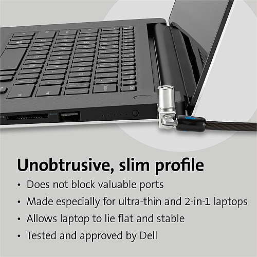 Kensington Slim N17 2.0 Keyed Laptop Lock 6 ft Cable - Keyed Lock - Black - Carbon Steel - For Notebook (60500)