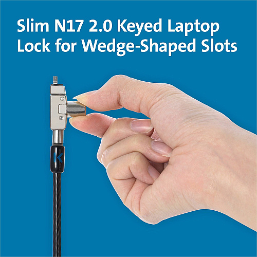 Kensington Slim N17 2.0 Keyed Laptop Lock 6 ft Cable - Keyed Lock - Black - Carbon Steel - For Notebook (60500)
