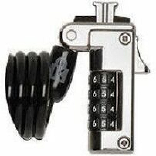 Kensington Slim Portable Combination Lock 5.91 ft Cable - Resettable - 4-digit - Combination Lock - Black - Carbon Steel, Plastic - For Notebook - Self-coiling (60625)