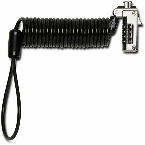 Kensington Slim Portable Combination Lock 5.91 ft Cable - Resettable - 4-digit - Combination Lock - Black - Carbon Steel, Plastic - For Notebook - Self-coiling (60625)