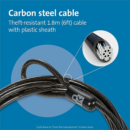 Kensington Universal 3-n-1 Combination Laptop Lock 6 ft Cable - Resettable - 4-digit - Combination Lock - Black - Carbon Steel, Plastic - For Notebook (62317)