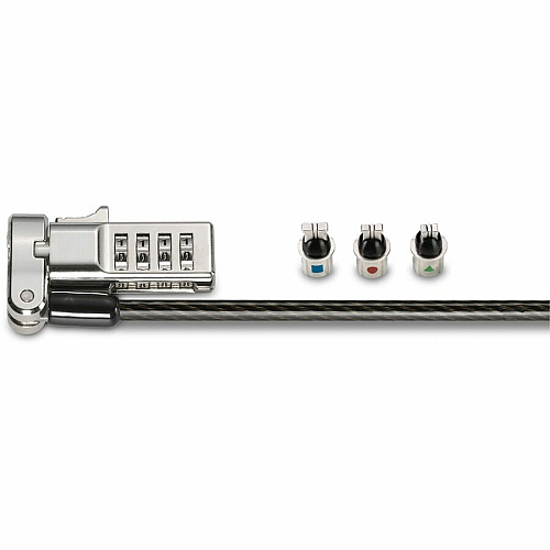 Kensington Universal 3-n-1 Combination Laptop Lock 6 ft Cable - Resettable - 4-digit - Combination Lock - Black - Carbon Steel, Plastic - For Notebook (62317)