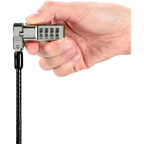 Kensington Universal 3-n-1 Combination Laptop Lock 6 ft Cable - Resettable - 4-digit - Combination Lock - Black - Carbon Steel, Plastic - For Notebook (62317)