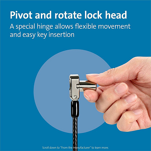 Kensington Universal 3-in-1 Keyed Laptop Lock Keyed Lock - Black - Carbon Steel, Plastic - 6 ft - For Notebook (62318)