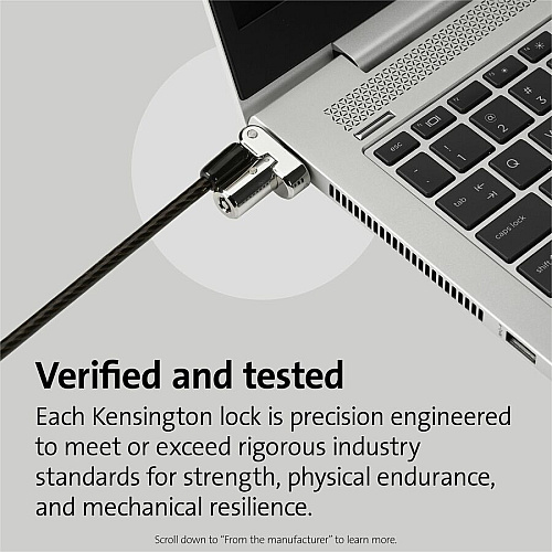 Kensington Universal 3-in-1 Keyed Laptop Lock Keyed Lock - Black - Carbon Steel, Plastic - 6 ft - For Notebook (62318)
