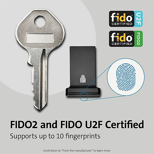 Kensington VeriMark Guard Fingerprint Security Key Black - Fingerprint - USB - 5 V - TAA Compliant (64708)