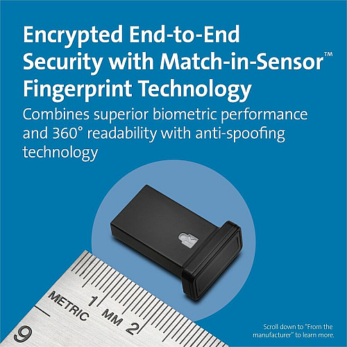 Kensington VeriMark Guard Fingerprint Security Key Black - Fingerprint - USB - 5 V - TAA Compliant (64708)