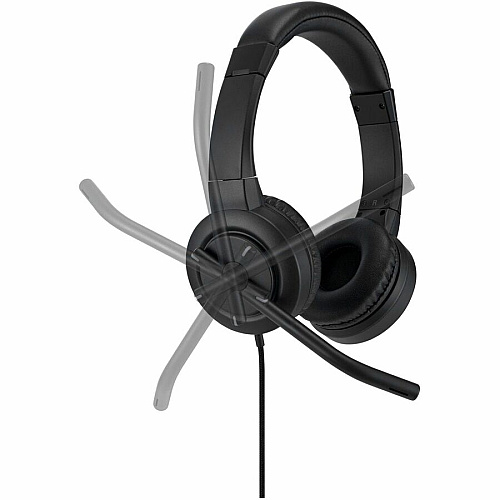 Kensington H1000 USB-C On-Ear Headset Stereo - USB Type C - Wired - On-ear - Binaural - Circumaural - 6 ft Cable - Directional, Noise Cancelling Microphone - Black (83450)