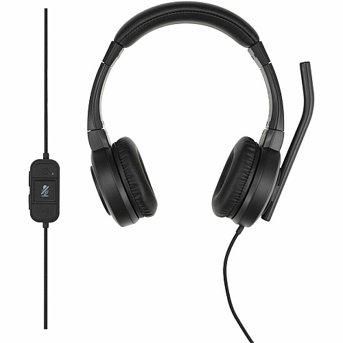 Kensington H1000 USB-C On-Ear Headset Stereo - USB Type C - Wired - On-ear - Binaural - Circumaural - 6 ft Cable - Directional, Noise Cancelling Microphone - Black (83450)