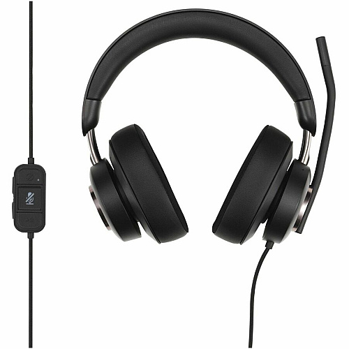 Kensington H2000 USB-C Over-Ear Headset Stereo - USB Type C - Wired - Over-the-ear - Binaural - Circumaural - 6 ft Cable - Noise Cancelling Microphone - Noise Canceling - Black (83451)