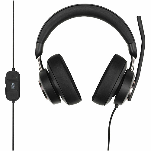 Kensington H2000 USB-C Over-Ear Headset Stereo - USB Type C - Wired - Over-the-ear - Binaural - Circumaural - 6 ft Cable - Noise Cancelling Microphone - Noise Canceling - Black (83451)