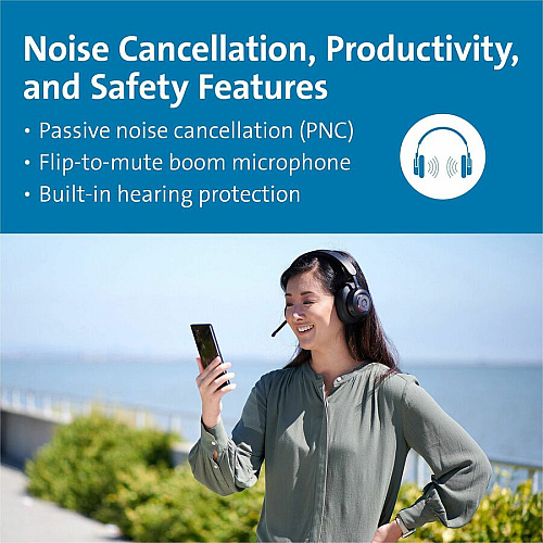 Kensington H3000 Bluetooth Over-Ear Headset Wireless - Bluetooth - 98.4 ft - Over-the-ear - Noise Canceling - Black (83452)