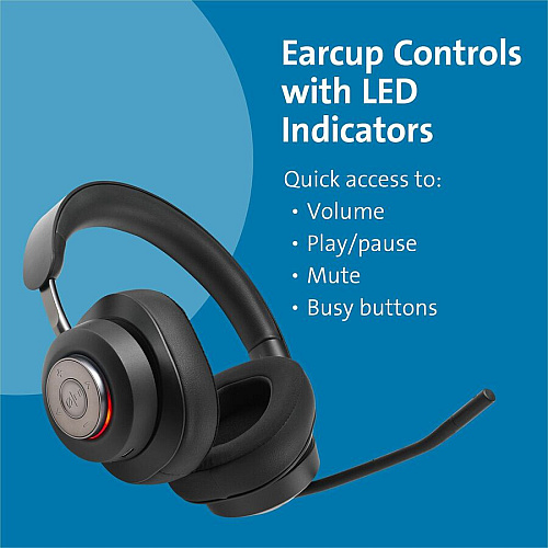 Kensington H3000 Bluetooth Over-Ear Headset Wireless - Bluetooth - 98.4 ft - Over-the-ear - Noise Canceling - Black (83452)