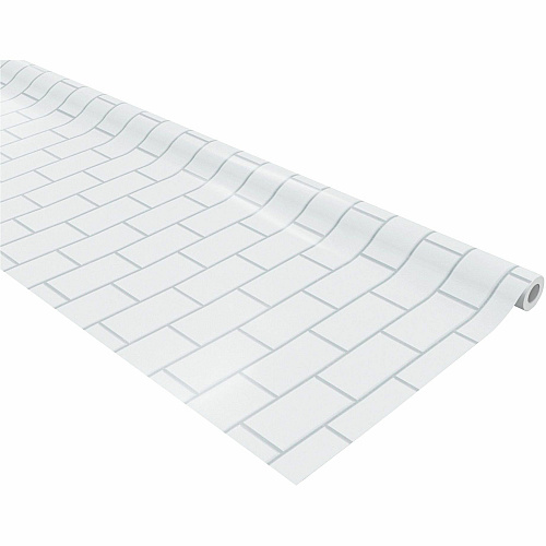 Fadeless Bulletin Board Paper Rolls Classroom, Door, File Cabinet, School, Home, Office Project, Display, Table Skirting, Party, Decoration - 48" Width x 50 ft Length - White Subway Tile - Paper - 1 Roll (P0057505)