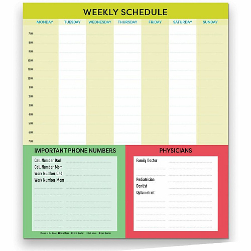 Blueline Fridge Planner Magnetized Monthly Calendar with Pads + Pencil, 14 x 13.5, Yellow/Green Sheets, 17-Month: Aug 2025 to Dec 2026 (C174110A)