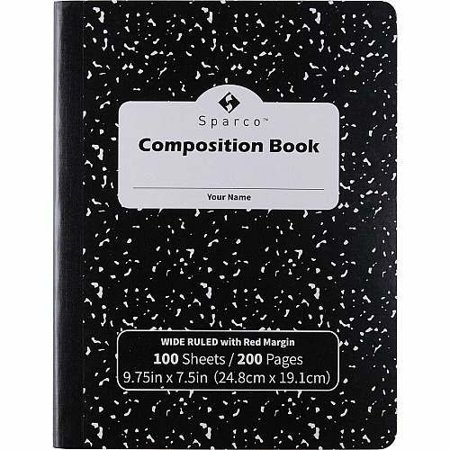 Sparco Composition Notebook 100 Sheets - Letter - Black Cover - 12 / Pack (00334)