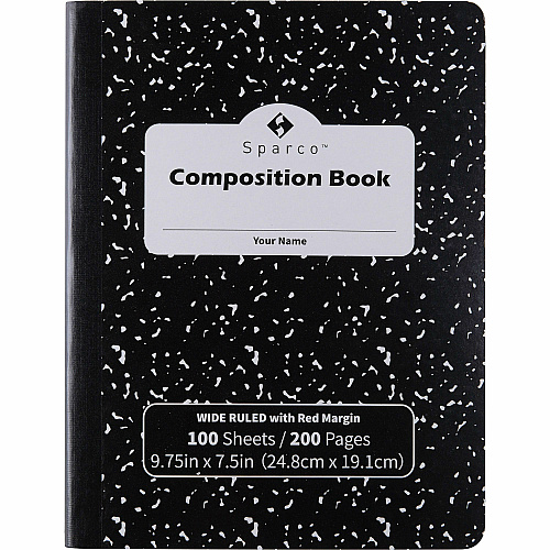 Sparco Composition Notebook 100 Sheets - Letter - Black Cover - 12 / Pack (00334)