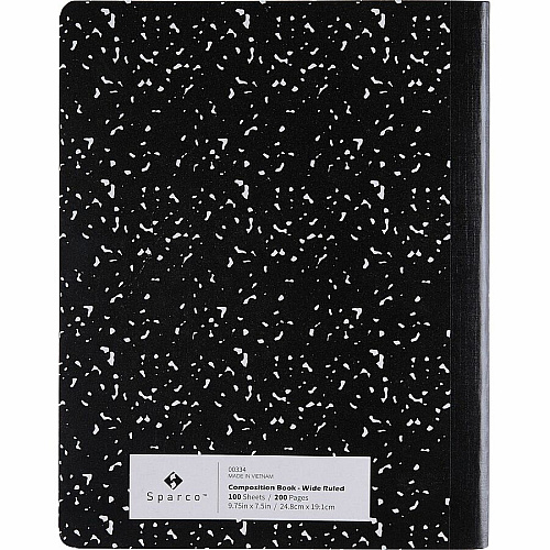 Sparco Composition Notebook 100 Sheets - Letter - Black Cover - 12 / Pack (00334)
