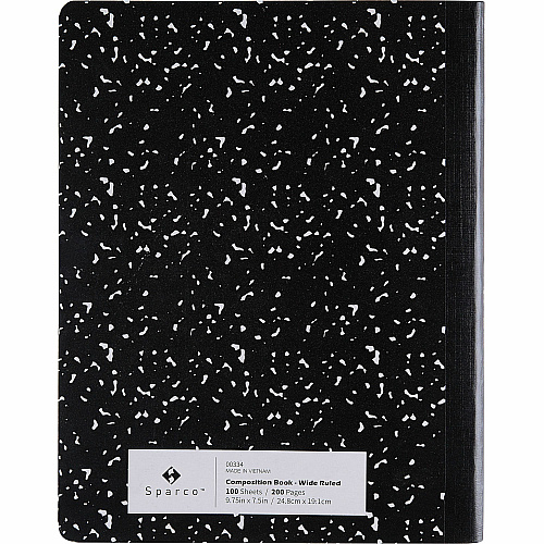 Sparco Composition Notebook 100 Sheets - Letter - Black Cover - 12 / Pack (00334)