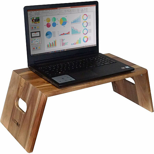 Victor High Rise Portable Folding Laptop Desk 10 lb Load Capacity - 8.80" Height - Desk - Acacia Wood, Plywood - Natural (DC075)