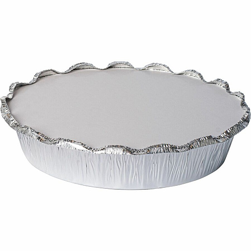 BluTable 9" Round Foil Pan Flat Board Lids Round - White, Silver - 500 / Carton (FOILLID9)