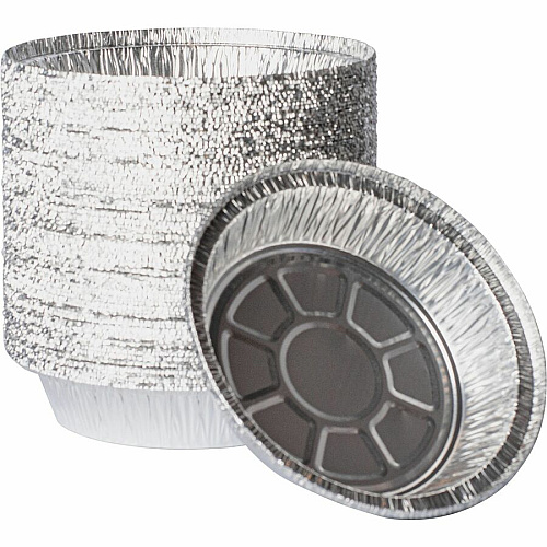 BluTable 7" Round Foil Pans Food, Food Storage - 7" Diameter - Silver - Aluminum Body - Round - 500 / Carton (FOILPAN7)