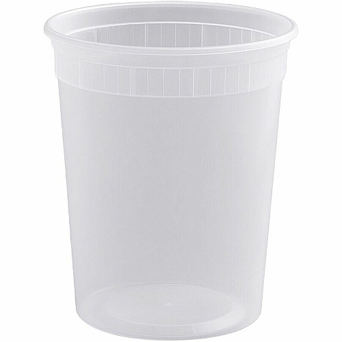 BluTable 32 oz Round Deli Tub Containers Food, Food Storage - Microwave Safe - Clear - Round - 500 / Carton (PPDEL32)