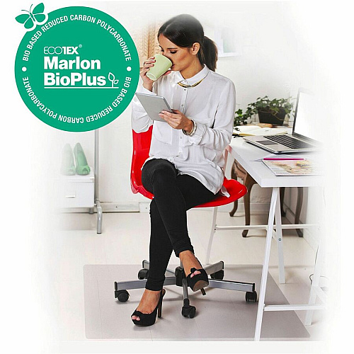 Ecotex Marlon BioPlus Floortex&reg; Ecotex&reg; BioPlus Eco Friendly Carbon Neutral Polycarbonate Chair Mat for Hard Floors - 35" x 47" 47" Length x 35" Width x 0.070" Depth x 0.070" Thickness - Rectangular - Polycarbonate - Clear - 1 Each  (NCCMFLBS0002)