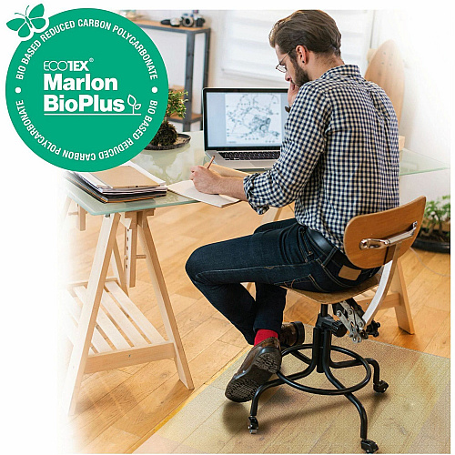 Ecotex Marlon BioPlus Floortex&reg; Ecotex&reg; BioPlus Eco Friendly Carbon Neutral Polycarbonate Chair Mat for Hard Floors - 46" x 60" Hard Floor - 60" Length x 46" Width x 0.070" Depth x 0.070" Thickness - Rectangular - Polycarbonate - Cl (NRCMFLBS0004)