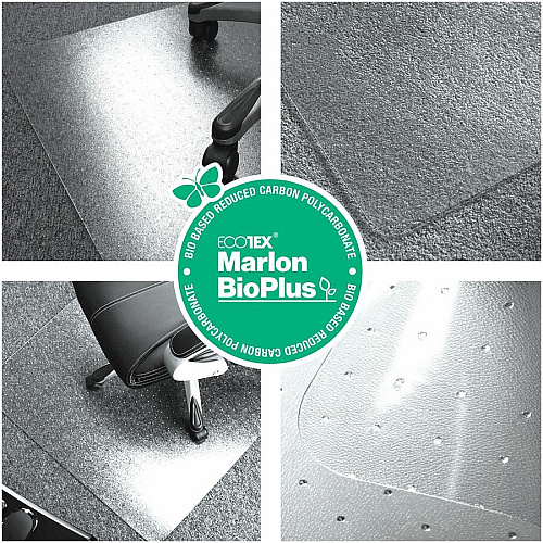Ecotex Marlon BioPlus Floortex&reg; Ecotex&reg; BioPlus Eco Friendly Carbon Neutral Polycarbonate Chair Mat for Carpet - 35" x 47" Chair - 47" Length x 35" Width x 0.090" Depth - Rectangular - Polycarbonate - Clear - 1 Each - TAA Compliant (NCCMFLBG0002)