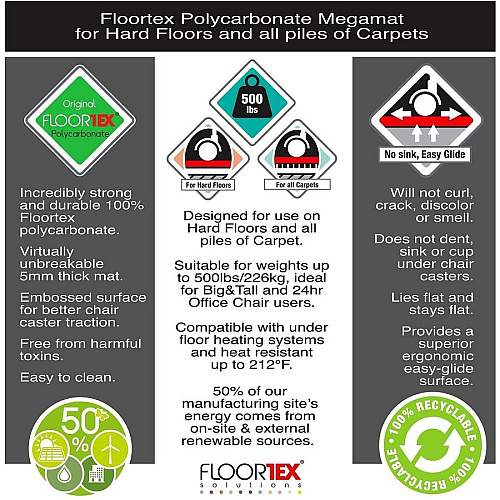 Cleartex Megamat&reg; Extra Thick Chair Mat for Hard Floors & Carpets - 46"" x 53"" (FCM121345ER)