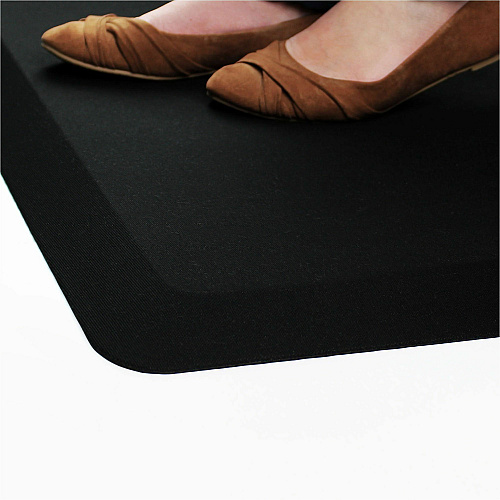 Floortex Black Standing Comfort Mat - 20" x 32" 32" Length x 20" Width x 0.800" Depth x 0.800" Thickness - Rectangular - Polyester, Polyurethane - Black - 1 Each (CC2032BLK)