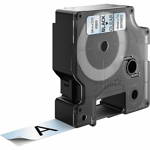 Dymo S0720820 D1 45800 Tape 19mm x 7m Black on Clear