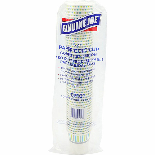 Genuine Joe 3 oz Cold Cups 50 / Pack - 20 / Carton - White - Paper - Cold, Beverage (GJO03161CT)