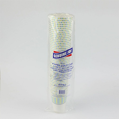 Genuine Joe 12 oz Cold Cups 50 / Pack - 20 / Carton - White - Paper - Cold, Beverage (GJO03162CT)