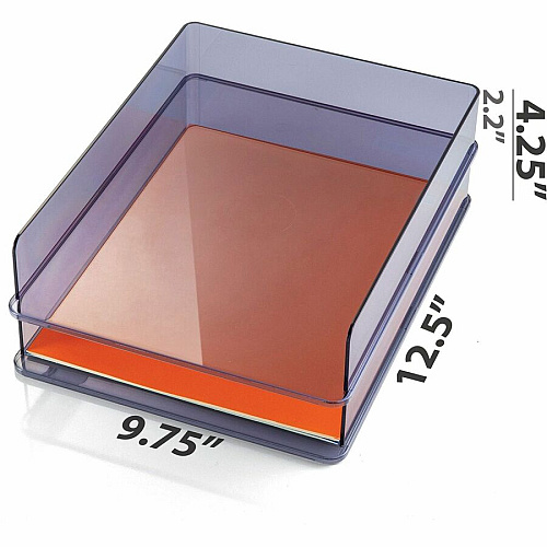 Officemate Stackable Letter Trays, Made from Recycled Bottles, 2PK 2 Compartment(s) - 2.80" Height x 12.80" Width x 10.20" Depth - Desktop - Stackable - Translucent Gray - Plastic - 2/Set - 1 Each (21040)
