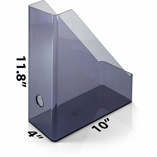 Officemate Literature/Magazine Holder Vertical - 12.2" Height x 10.3" Width x 4.3" Depth - Plastic - Translucent Gray - Sturdy, Durable, Reusable - 1 Each (21510)
