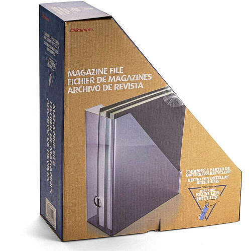 Officemate Literature/Magazine Holder Vertical - 12.2" Height x 10.3" Width x 4.3" Depth - Plastic - Translucent Gray - Sturdy, Durable, Reusable - 1 Each (21510)
