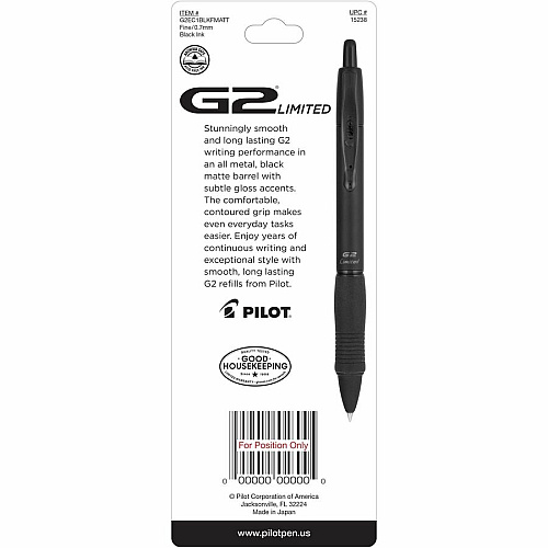Pilot Ballpoint Pen Fine Pen Point - Refillable - Black Ink - Gel-based - Matte Black Barrel - 1 Each (15238)