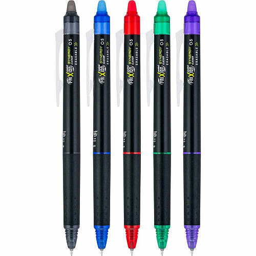 FriXion Synergy Clicker Erasable Gel Pen 0.5 mm Extra Fine Pen Point - Retractable - Erasable - Assorted Ink - 5 / Pack (17354)