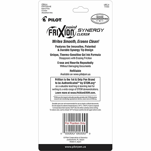 FriXion Synergy Clicker Erasable Gel Pen 0.5 mm Extra Fine Pen Point - Retractable - Erasable - Assorted Ink - 5 / Pack (17354)