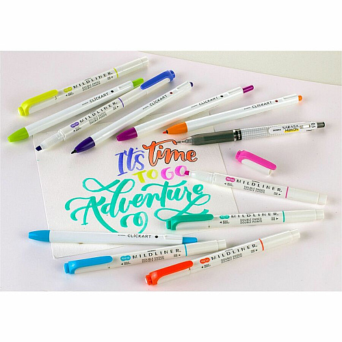Zebra Creative Note Taking Set Fine Pen Point - Fine Marker Point - Chisel, Bullet Marker Point Style - Felt Tip - Assorted Gel-based Ink - Retractable - 12 / Pack (12012)
