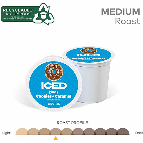The Original Donut Shop&reg; K-Cup Iced Duos Cookies and Caramel Coffee Compatible with Keurig Brewer - Ice Coffee - Medium - K-Cup - Cookies + Caramel - 24 / Box (9881)