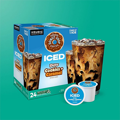 The Original Donut Shop&reg; K-Cup Iced Duos Cookies and Caramel Coffee Compatible with Keurig Brewer - Ice Coffee - Medium - K-Cup - Cookies + Caramel - 24 / Box (9881)
