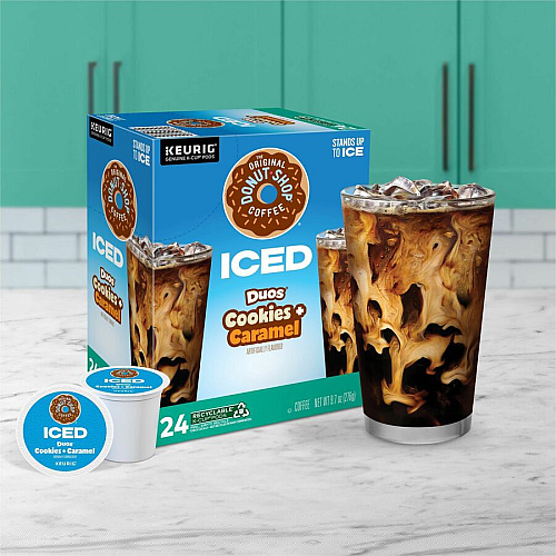 The Original Donut Shop&reg; K-Cup Iced Duos Cookies and Caramel Coffee Compatible with Keurig Brewer - Ice Coffee - Medium - K-Cup - Cookies + Caramel - 24 / Box (9881)