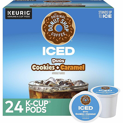 The Original Donut Shop&reg; K-Cup Iced Duos Cookies and Caramel Coffee Compatible with Keurig Brewer - Ice Coffee - Medium - K-Cup - Cookies + Caramel - 24 / Box (9881)