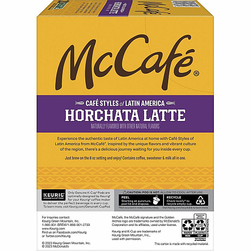McCafe McCaf&eacute;&reg; K-Cup Horchata Latte Compatible with Keurig Brewer - Medium - K-Cup - Horchata Latte - 24 / Box (9891)