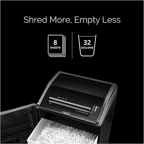 Fellowes Powershred 425HSG 100% Jam Proof BAA & TAA Compliant High Security Shredder Continuous Shredder - 8 Per Pass - for shredding Paper - P-7 - Black - TAA Compliant - 1 Carton (4251501)