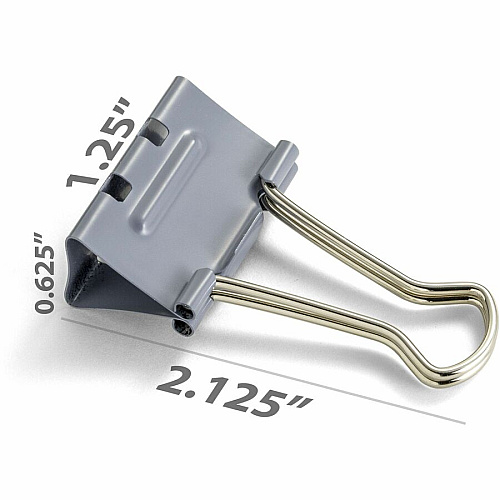 Officemate Binder Clip, Medium Medium - 4.8" Length x 2.4" Width - 0.63" Size Capacity - for Binder - Gray - 12 / Box (99250)